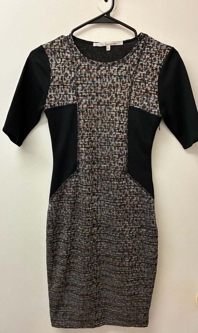 Rachel Rachel Roy Multi-Color Tweed Colorblock Sheath Dress Size S